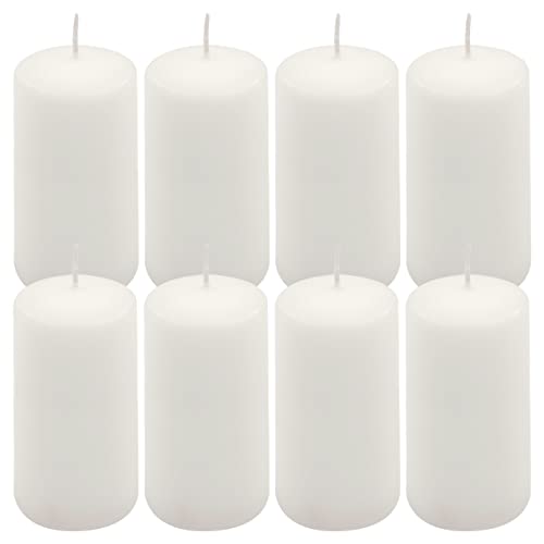 Stumpenkerze weiß Höhe 10 cm Ø 5 cm lange Brenndauer Rund-Kerze Säulenkerzen Kerzen-Deko Tafelkerzen Weihnachts-Kerzen Hochzeits-Deko (8) von Nexos Trading