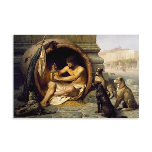 NgAnoh Diogenes by Jean-Leon Gerome Leinwanddruck, Kunstdruck, Wandkunst, Gemälde, Leinwand, Kunstwerke, Geschenkidee, Raumästhetik, 30 x 45 cm von NgAnoh