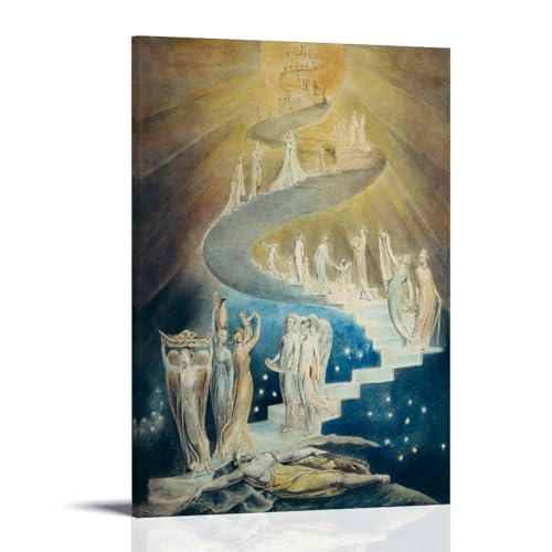 NgAnoh Jacobs Ladder von William Blake Leinwanddruck, dekoratives Gemälde, Leinwand, Wandkunst, Wohnzimmer, Schlafzimmer, 40 x 60 cm von NgAnoh