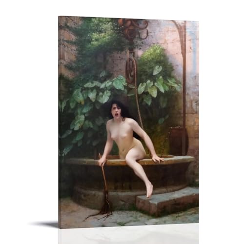 NgAnoh Kunstdruck auf Leinwand, Motiv: Truth Coming Out Of Her Well von Jean-Leon Gerome, 30 x 45 cm von NgAnoh