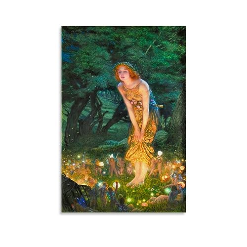 NgAnoh Midsummer Eve von Edward Robert Hughes Leinwanddruck-Poster Kunstwerke Leinwand Zimmer Ästhetische Wandkunst Drucke Home Modern Decor Geschenke 40 x 60 cm von NgAnoh