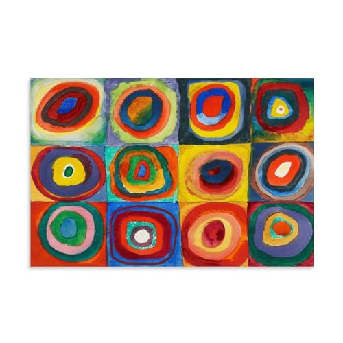 NgAnoh Quadratische mit konzentrischen Ringen von Wassily Kandinsky Leinwanddruck, Poster, Kunstdruck, Wandkunst, Gemälde, Leinwand, Kunstwerke, Geschenkidee, Raumästhetisch, 30 x 45 cm von NgAnoh
