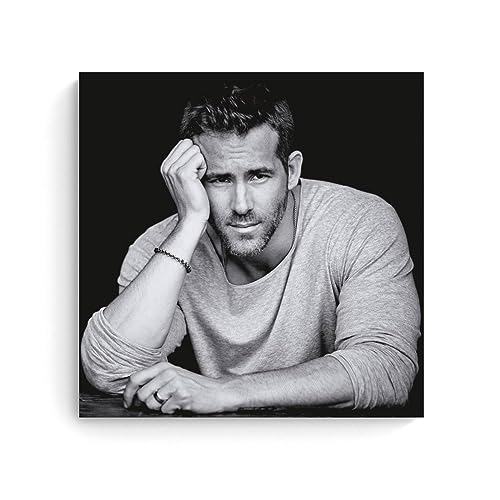 NgAnoh Ryan Reynolds Schwarz-Weiß-Posterdruck, Leinwand, Wandfarbe, Kunstdekoration, moderne Heimkunstwerke, Geschenkidee, 40 x 40 cm von NgAnoh
