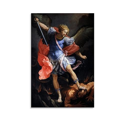 NgAnoh St. Michael Erzengel von Guido Reni Leinwand gedruckt Poster Kunstwerke Bild Druck Wandkunst Malerei Leinwand Geschenk Dekor Häuser dekorativ 30 x 45 cm von NgAnoh