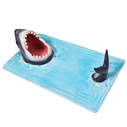 Niceyoeuk Shark Sushi-Teller, Keramik-Sushi-Teller, Haifischform, rechteckig, Käsebrett, Esstisch, Küchendekoration (Blau, Einheitsgröße) von Niceyoeuk