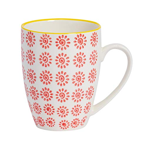Kaffeebecher/Teetasse - gemustert - 360 ml (12,7 oz.) - Rot-gelbes Wirbel-Design von Nicola Spring