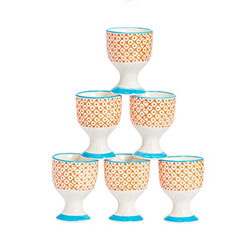 Nicola Spring Handgedruckte Eierbecher - 5,5cm - Orange - Pack Von 6 von Nicola Spring