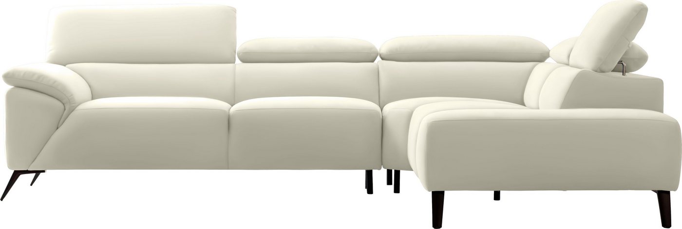 Nicoletti Home Ecksofa, Breite 287 cm, verstellbare Kopfstütze, Ottomane links oder rechts von Nicoletti Home