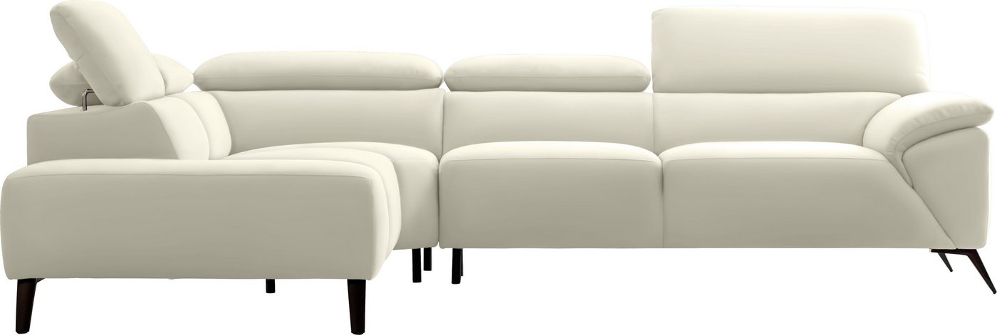 Nicoletti Home Ecksofa, Breite 287 cm, verstellbare Kopfstütze, Ottomane links oder rechts von Nicoletti Home