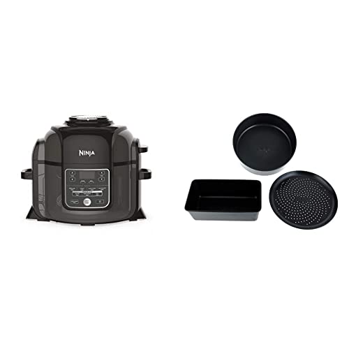 Ninja Foodi Multikocher [OP300EU] Tender-Crisp-Technologie, Schwarz und Grau & 4380J300EUUK Foodi 3-teiliges antihaftbeschichtetes Backformen-Set Bakeware, Keramikbeschichtet, Schwarz von Ninja