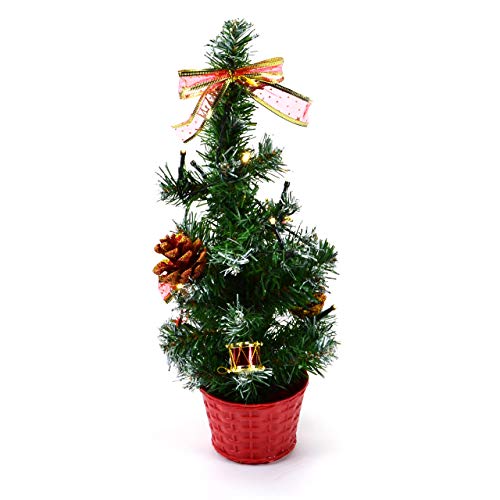 Weihnachtsbaum 10 LED 40 cm mit Beleuchtung Trommeln Zapfen Schleifen Xmas Batterie von Nipach GmbH