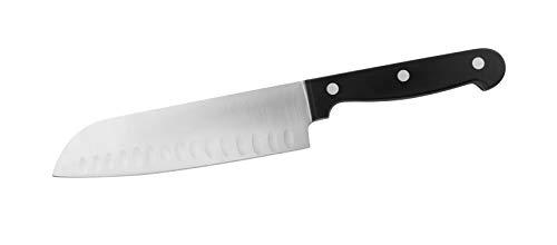 Nirosta FACKELMANN Mega Santoku Tranchiermesser Fisch und Gemüse, Klinge aus CCR Stahl, Griff Pom, Schwarz, 1 Stück von Nirosta