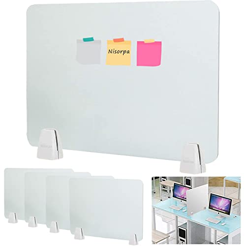 Nisorpa 4 Stück Schreibtischteiler aus mattiertem Acryl, 60 x 40 cm, Büroteilung, Niesenschutz für Theke, Tisch und Schreibtisch, tragbare Schreibtisch-Trennwand mit Klemmen von Nisorpa