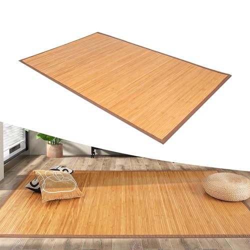 Nisorpa Bambus-Bodenmatte groß 200 x 70cm aus natürlichem Bambus Bad Pad Bereich Teppich rutschfest Bambus-Boden-Teppich für Bad, Küche, Wohnzimmer, Flur, Hellbraun von Nisorpa