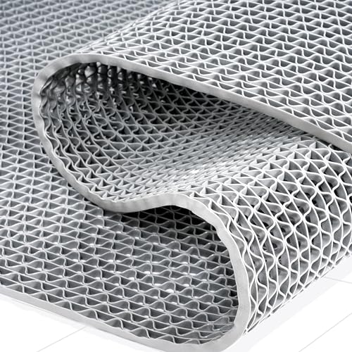 Nisorpa PVC-Drainagematte 300x90cm Antirutschmatte 5.5mm Dicke, Fußmatten für Badezimmer, S-Form Netz Bodenmatte, Perforiert Duschmatten für Schwimmbad, Dusche Zimmer, Flure (Grau) von Nisorpa