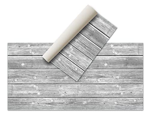 NivellPublicitari Vinylteppich aus Holz, verschiedene Designs, Teppich für Küche, Wohnzimmer, Esszimmer, rutschfest, Teppich, Schlafzimmer, flauschig, PVC-Boden (80 x 40 cm, Holz-Grau) von NivellPublicitari