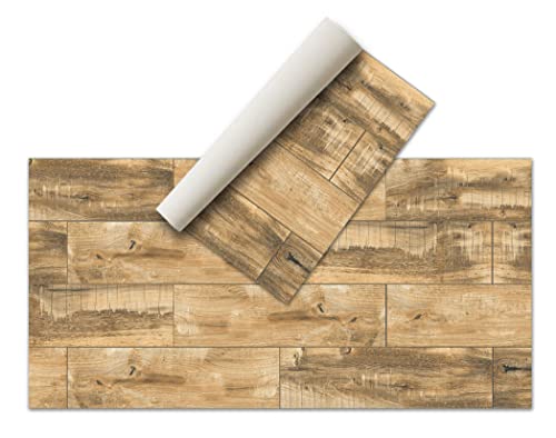 NivellPublicitari Vinylteppich aus Holz, verschiedene Designs, Teppich für Küche, Wohnzimmer, Esszimmer, rutschfest, Teppich, Schlafzimmer, flauschig, PVC-Boden (80 x 40 cm, rustikal) von NivellPublicitari