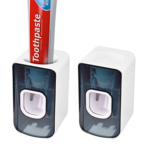 Nivofu 2 STK Automatischer Zahnpastaspender Densail, Automatischer Zahnpasta-Spender Wandmontierter, Automatischer Zahnpastaspender mit Zahnbürstenhalter für Waschraum Badezimmer - Kein Bohren von Nivofu