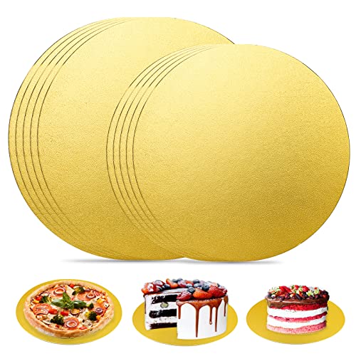 10 Pcs Cake Board - Beschichtet Kuchenplatte, Tortenunterlage, Kuchenplatte, Cakeboard Rund, Tortenplatte Silber 2 Mm Dick Für Kuchen Und Torten, Lebensmittelecht (Gold) von Nizirioo