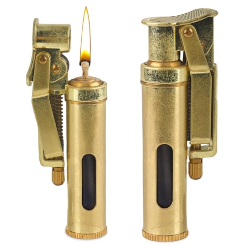 Nizirioo Vintage Messing Feuerzeug, Messing Kerosene Lighter, Zinklegierung Kerosin Feuerzeug, Nachfüllbar Vintage Mechanisches Feuerzeug für Männer Geschenk Kerosin (Rohes Kupfer) von Nizirioo