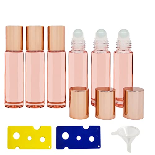 Cisolen 6 Stück 10 ml Roll On Glasflasche, Ätherische Öle Roller Flaschen Nachfüllbarer Behälter Mit 2 Korkenziehern, 1 Trichter, 1 Tropfer von Cisolen