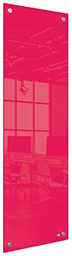 Nobo Kleine Glas-Whiteboard Tafel, Trocken Abwischbare Glas-Oberfläche, Rahmenlos, Eck-Wandmontage, Zuhause/Büro, 300 x 900 mm, Inklusive Markerstift, Rot, 1915606 von Nobo