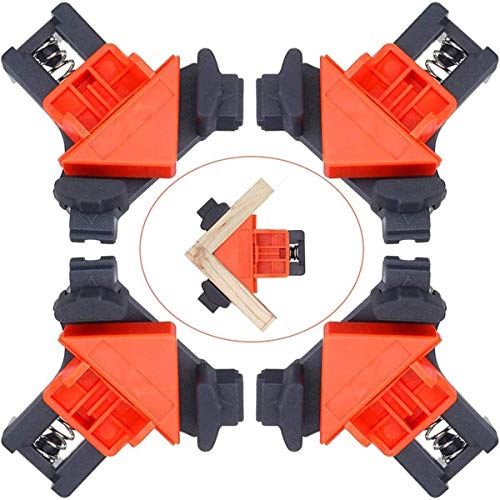 4PCS 90 Degree Corner Clamp, Spring Angle Clamps, Woodworking Clamps Multifunctional Single Handle Spring Loaded Swing Clip Fixer Welding Clamps for Welding, Wood-Working, Drilling, Making Cabinets von None Brand