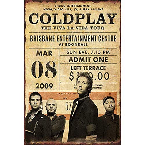 None Brand Coldplay Vida Tour Blechschild Retro Metall Wanddekor Tin Zeichen Vintage Plaque Wandaufkleber Geschenk Yard Bar Pub Cafe Home Decor von None Brand