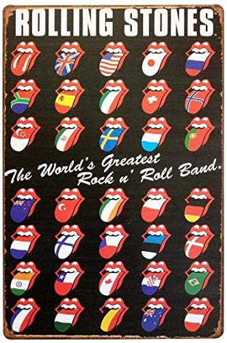 None Brand Rolling Stones Blechschild Retro Metall Wanddekor Tin Zeichen Vintage Plaque Wandaufkleber Geschenk Yard Bar Pub Cafe Home Decor von None Brand