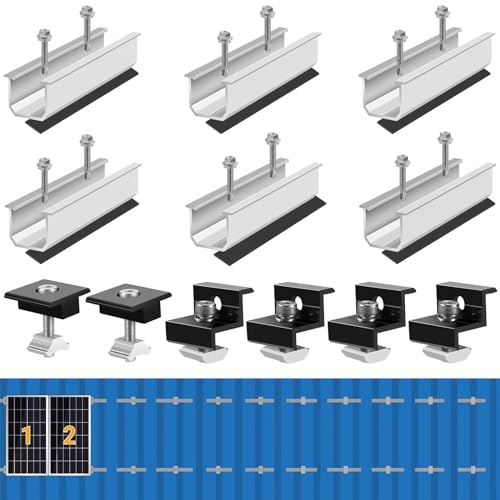 Noosverl Solarmodul halterung Kit(12cm) and Accessories Black Anodised(30-35mm) Adjustable Bracket for Solar Panel Bracket, Solarmodule balkonkraftwerk,Solarhalterungen,T nut schiene von Noosverl