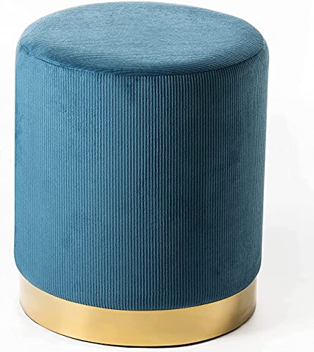 Norbe | Pouf aus Samt | Hocker aus Cord mit goldenem Sockel | Fußstütze für den Schreibtisch | Schminktisch | Kindersessel für Schlafzimmer oder Wohnzimmer | Fußstütze Nachttisch | (Petrolgrün) von Norbe