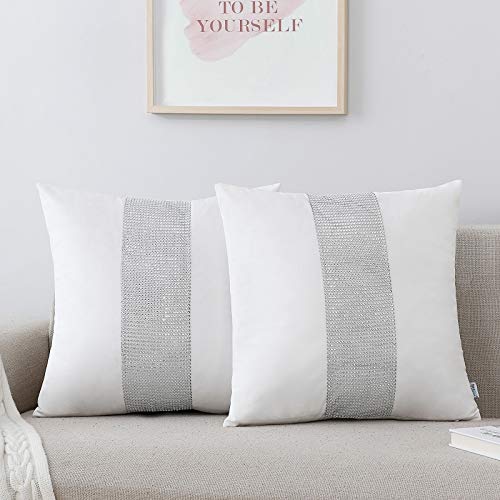 NordECO HOME 2 Stück dekorativen Kissenbezüge - Samt Soft Solid Kissenbezug für Schlafzimmer Sofa, 45 x 45 cm, weiß von NordECO HOME