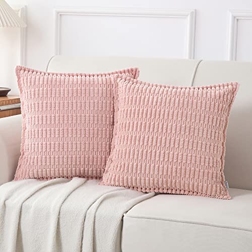 NordECO HOME Kordsamt Kissenbezug 40x40 cm Rosa Kissen Boho Dekorative DekoKissen Kissenhülle Sofakissen Weich für Sofa 2er Set von NordECO HOME