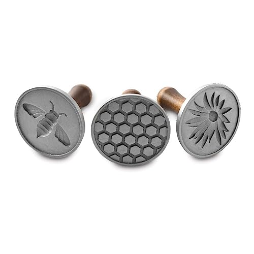 Nordic Ware Keksstempel, silber, Holzgriff, verschiedene Motive, Honigbiene, NW 01250 von Nordic Ware
