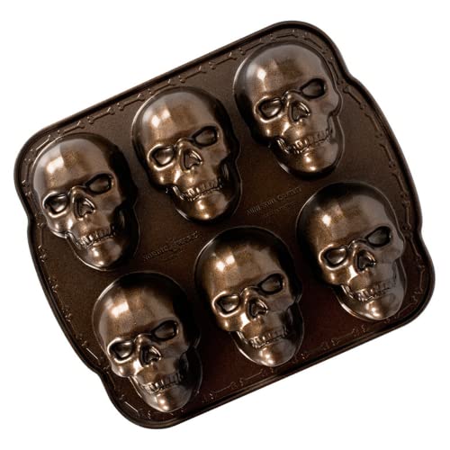 Nordic Ware Spuk Totenkopf-Muffins, Aluminium, Bronze, Haunted Skull Cakelet Pan von Nordic Ware