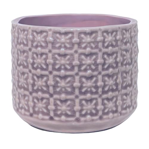 Nordring Retro Übertopf Vintage Pflanztopf für Zimmerplanzen, Sukkulenten Blumentopf Cross S (10 cm ø), Mauve, Keramik von Nordring