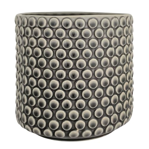 Nordring Retro Übertopf Vintage Pflanztopf für Zimmerplanzen Blumentopf Dotty L (15,5 cm ø), grau, Keramik von Nordring