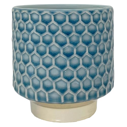 Nordring Retro Übertopf Vintage Pflanztopf für Zimmerplanzen Blumentopf Goldy M (12,5 cm ø), Sky Blue, Keramik von Nordring