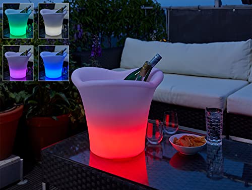 Northpoint LED Outdoor Lichtsäule Stehlampe Dekofigur wiederaufladbar Gartenlicht Terassenlicht mit Fernbedienung Farbige Warmweiße LEDs 2000mAh Akku (Weinkühler) von Northpoint