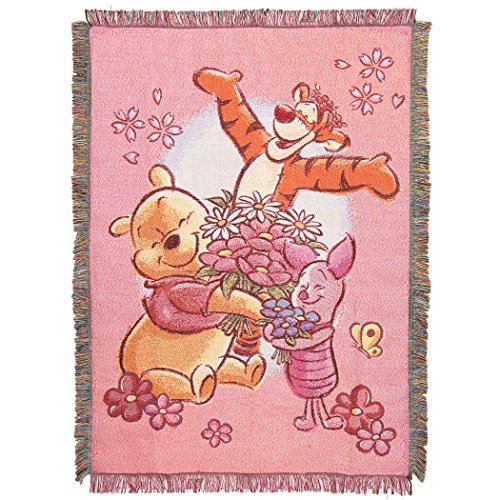 Disney's Winnie The Pooh, Flower Power, gewebte Tapisserie-Überwurfdecke, 121,9 x 152,4 cm, Mehrfarbig von Northwest