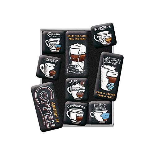 Nostalgic-Art Retro Kühlschrank-Magnete, 9 Stück, Anatomy of Coffee – Geschenk-Idee für Kaffee-Fans, Magnetset für Magnettafel, Vintage Design von Nostalgic-Art