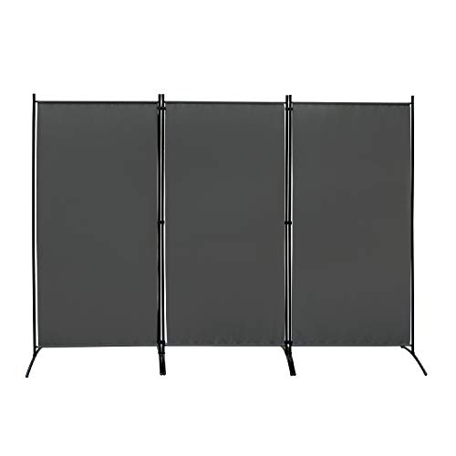 Novonova Paravent 3 Teilig Faltbar 260x180cm, Paravent Raumteiler Trennwand Sichtschutz Stellwand Faltbar Innen- und Außenbereich, Grau von Novonova