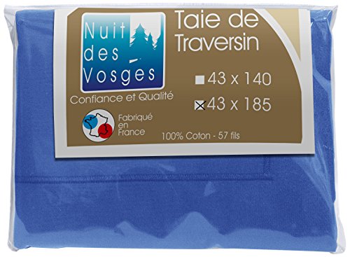Nuit des Vosges Cotoval Kissenbezug für Nackenrolle, Baumwolle, unifarben, Nattier-Blau, 43 x 185 cm von Nuit des Vosges