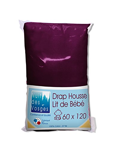 Nuit des Vosges 2174236 Cotoval Baby Spannbettlaken Uni Baumwolle Aubergine 60 x 120 cm von Nuit des Vosges