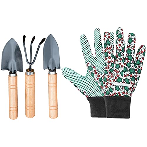 Nupaque Gartengeräte-Set, manuelle Werkzeuge mit Handschuhen - Sukkulenten-Werkzeug-Set inklusive Spatenrechen, Schaufel, Geschenkwerkzeug für Männer und Frauen von Nupaque