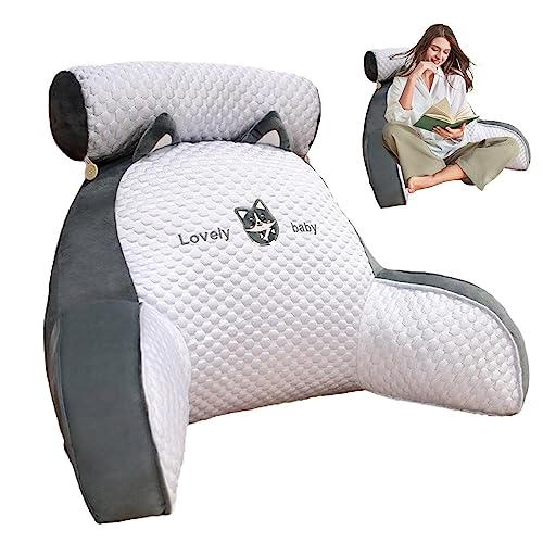 Nupaque Rückenlehnenkissen | Lesekissen fürs Bett - Rückenkissen mit Abnehmbarer Nackenstütze und Armlehnen zum Sitzen im Bett, Lesen, Fernsehen, Spielen von Nupaque