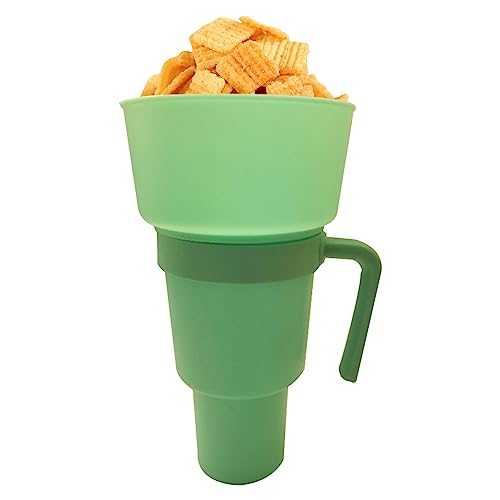 Nupaque Stadion-Snack-Cup, 2-in-1-Snack-Popcorn-Getränkebecher, Stroheimer, Hitzebeständige Snackbehälter für Reisen, Park, Theater, Kino, Zuhause von Nupaque