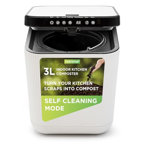 Nutrichef Elektrischer Küchenkomposter, 3 l, organisches Material und Lebensmittelreste | automatischer Komposteimer für die Arbeitsplatte | Trocken-, Zerkleinerungs- und Kühlfunktionen | perfekt für von Nutrichef
