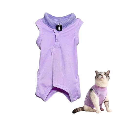 1 Stück Sterilisationskleidung Für Weibliche Katzen, Kleidung Für Katzen Nach Operationen, Entwöhnungskleidung, Anti-Leck-Kleidung Für Kätzchen, Katzenmantel (Lila Größe M) von NyxSeat