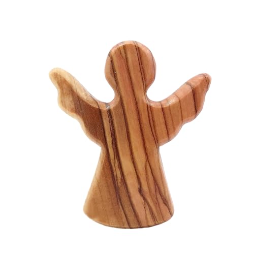 NyxSeat 1 Stück Schutzengel aus Holz, Engel stehend, Olivenholzengel, Engelmodell, Tischdeko, handgefertigte Engelsfigur von NyxSeat